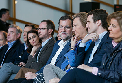 Dirigentes del PP, con Rajoy en el centro, en un momento de la convención de Zaragoza | Tarek/PP