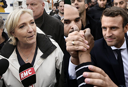 Le Pen y Macron durante actos electorales este jueves | EFE