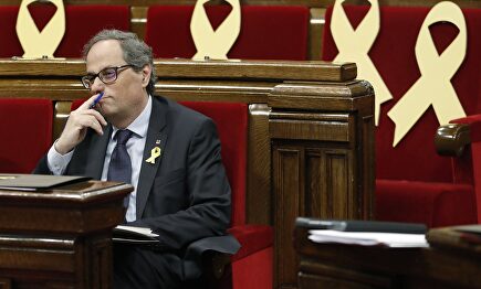 Torra, en su escaño en el Parlamento de Cataluña | EFE
