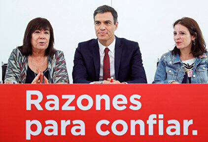 Narbona, Sánchez y Lastra en la reunión de la Ejecutiva del PSOE. | EFE