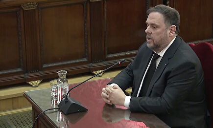 El exvicepresidente catalán, Oriol Junqueras, en el juicio del 1-O | YouTube
