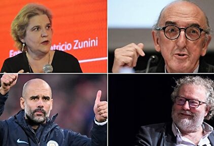 Pilar Rahola, Jaume Roures, Pep Guardiola y John Carlin. | Collage