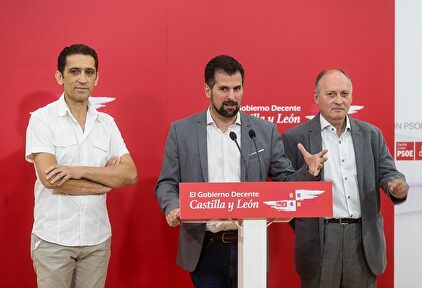 Andrés, Tudanca y Temprano tras la reunión mantenida por sindicatos y PSOE CyL | Agencia ICAL