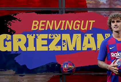 Griezmann en su presentación. | F.C. Barcelona