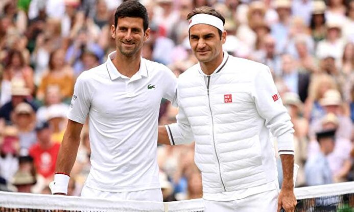 Novak Djokovic y Roger Federer en la previa de la final. | EFE