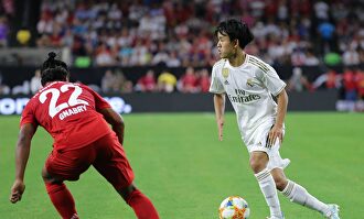 Takefusa Kubo durante el último encuentro de pretemporada del Real Madrid. | EFE