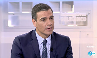 Pedro Sánchez, en un momento de la entrevista. | Telecinco