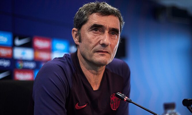 Ernesto Valverde, entrenador del Barcelona, en rueda de prensa. | EFE
