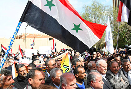 Manifestación de refugiados palestinos en Damasco. | Cordon Press