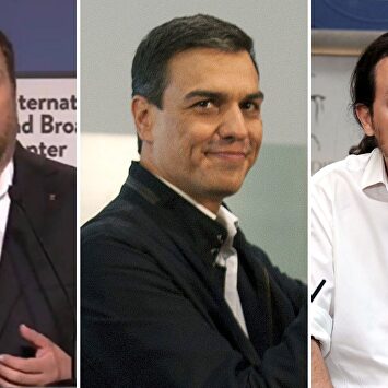 Oriol Junqueras, Pedro Sánchez y Pablo Iglesias. | Archivo