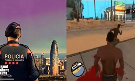 Imágenes de la simulación virtual del videojuego GTA San Andreas en Barcelona | Youtube