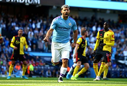 Sergio Agüero celebrando su gol contra el Watford. | Twitter