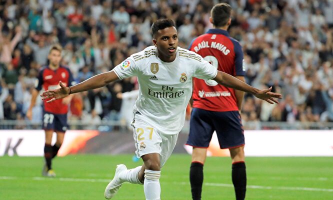 Rodrygo celebra su golazo ante Osasuna. | EFE
