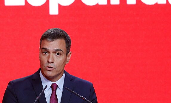 Pedro Sánchez durante el acto. |  EFE