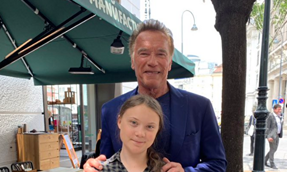 Arnold Schwarzenegger y Greta Thunberg | Twitter