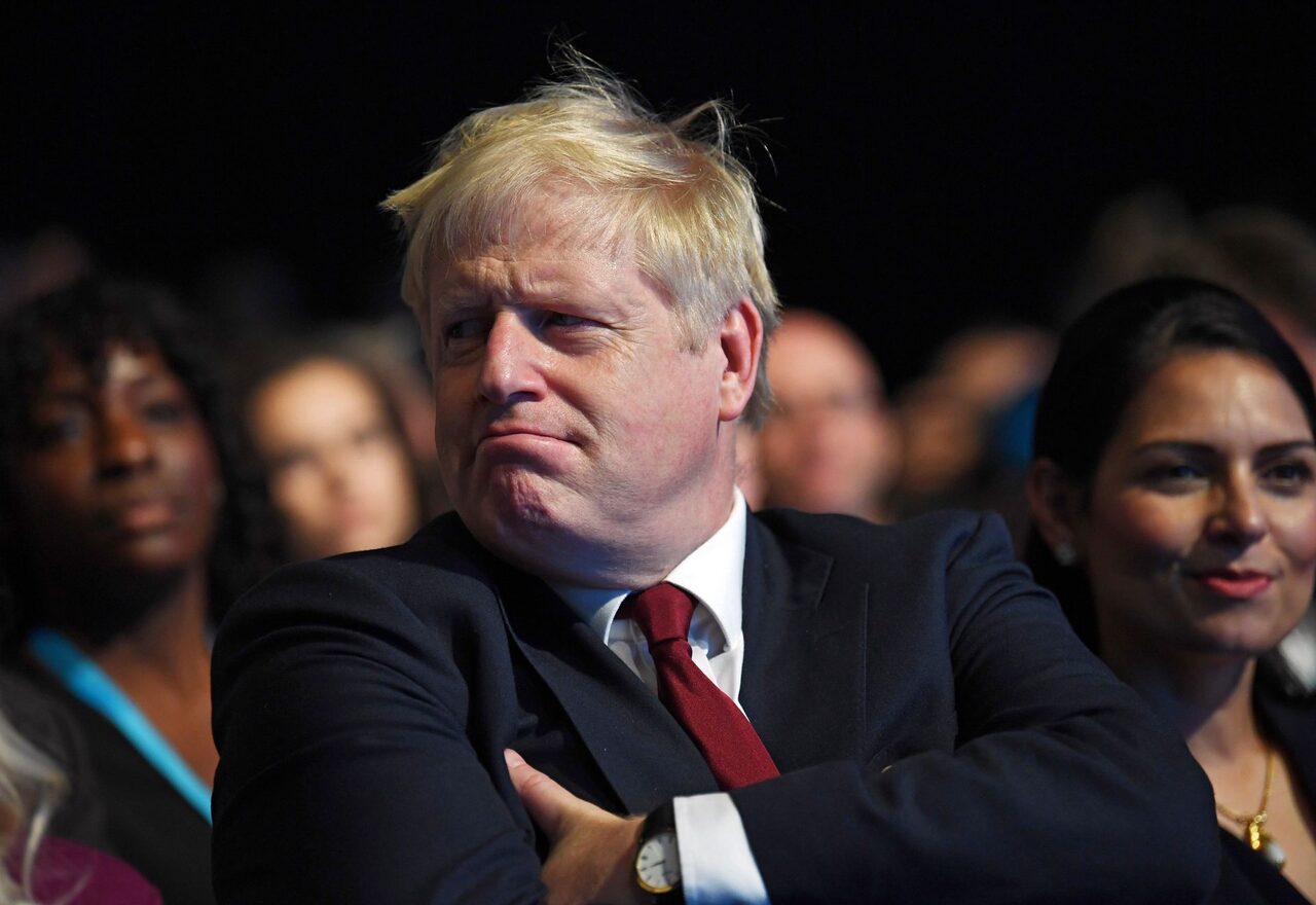El primer ministro británico, Boris Johnson, el pasado lunes, en el congreso anual del Partido Conservador, en Manchester. | EFE