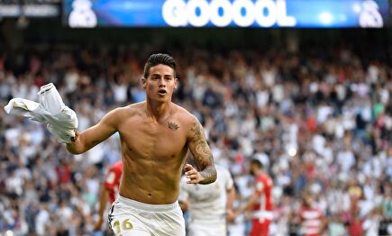 James celebra un gol contra el Granada en el Bernabéu. | Cordon Press/Archivo