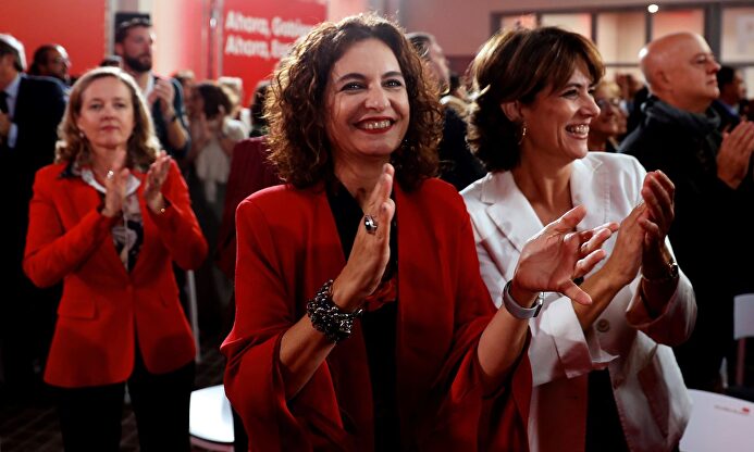 La ministra de Hacienda, María Jesús Montero, en la presentación del programa de Sánchez | EFE
