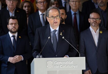 Declaración institucional del presidente de la Generalidad de Cataluña. | David Zorrakino (Europa Press)