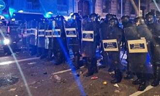 Mossos protegen la delegación del Gobierno. | EFE