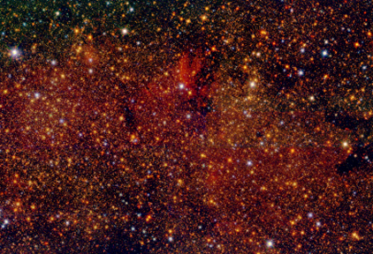 Imagen en falso color de uno de los campos estudiados por el proyecto Galacticnucleus. | Proyecto Galacticnucleus