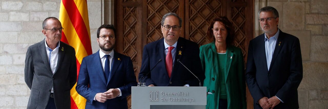 Torra y Aragonés junto a los alcaldes de Gerona, Tarragona y Lérida | EFE