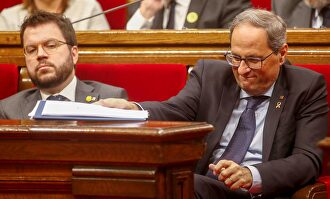 El presidente catalán, Quim Torra y el vicepresidente, Pere Aragonès en el Parlament | EFE