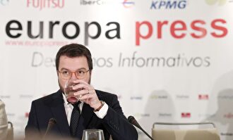 El vicepresidente catalán, Pere Aragonès, en el desayuno informativo este jueves en Madrid | Eduardo Parra- EP