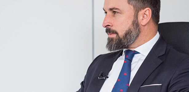 Santiago Abascal, en su nuevo despacho en la sede de Vox. | David Alonso Rincón