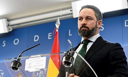 Santiago Abascal hoy en una rueda de prensa desde el Congreso | EFE