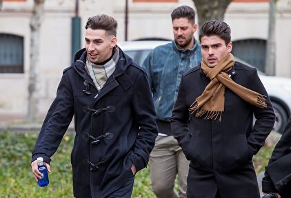 Victor Rodríguez, Carlos Cuadrado y Raúl Calvo, exjugadores de la Arandina Club de Fútbol. | EFE
