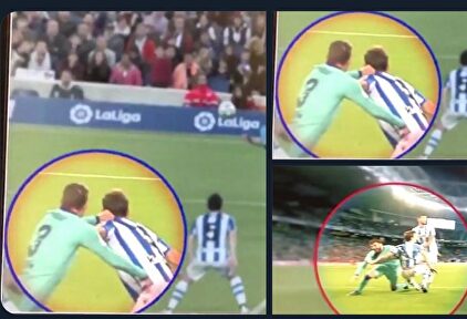 Piqué gana la posición a Llorente con un flagrante agarrón | Captura de TV