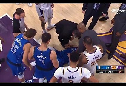 La caída que hizo temer lo peor con Doncic: se golpea en la espalda y la cabeza