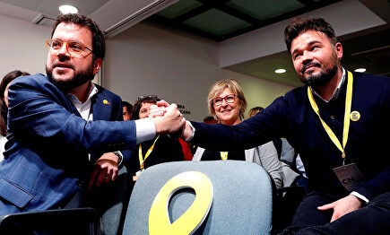 Los dirigentes de ERC, Pere Aragonès y Gabriel Rufián | EFE