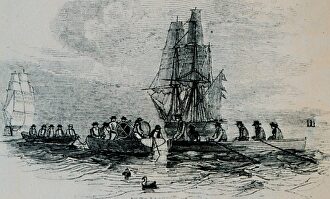 El 'Erebus' y el 'Terror', en la Antártida. Grabado de 1840 | Wikipedia