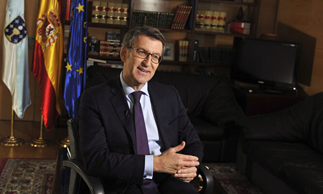 El presidente de la Xunta de Galicia, Alberto Nuñez Feijóo, durante una entrevista para Europa Press | Rosa Veiga / Europa Press