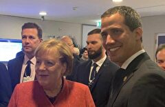 Guaidó con Merkel este jueves. | Twitter