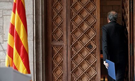 Torra, tras finaliza su comparecencia. | EFE