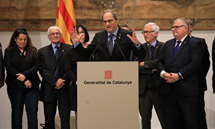 Quim Torra junto a alcaldes separatistas este viernes | @govern
