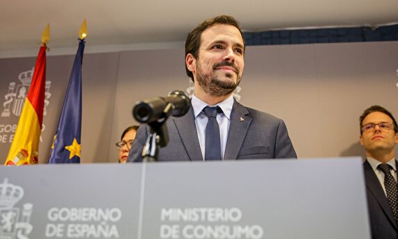 El ministro de Consumo, Alberto Garzón, durante la rueda de prensa de este viernes | Europa Press