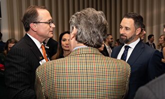 El líder de Vox, Santiago Abascal, durante el CPAC. | Vox