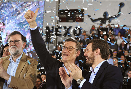Rajoy, Feijóo y Casado, en un acto reciente. | Europa Press