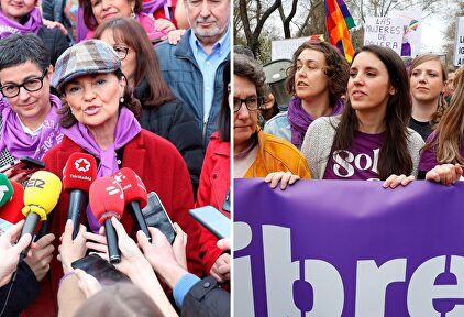 Calvo y Montero, en la manifestación del 8-M | EFE