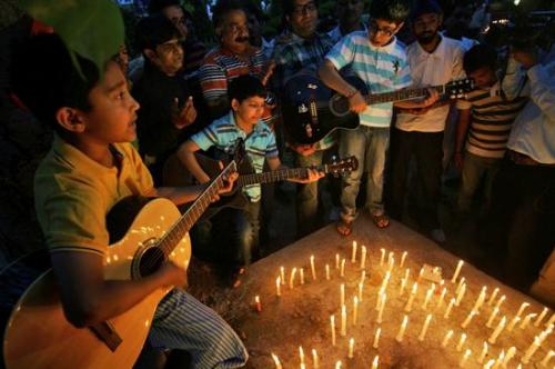 Protesta en la India contra la corrupcin