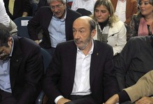 Patxi López, junto a Rubalcaba y a Madina | Archivo