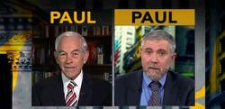 El congresista republicano Ron Paul (izq.) y el Nobel de Economa Paul Krugman | Bloomberg