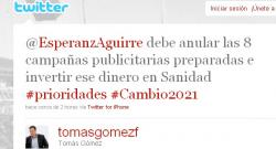 El tuit de Tomás Gomez. 