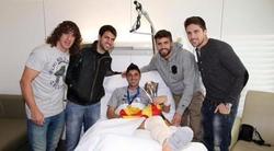 David Villa, junto a sus compaeros Puyol, Cesc, Piqu y Fonts. | Foto: Twitter