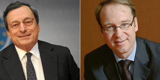 El presidente del BCE, Mario Draghi, y el del Bundesbank, Jens Weidmann.