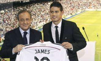 Florentino Pérez, durante la presentación de James. | Archivo